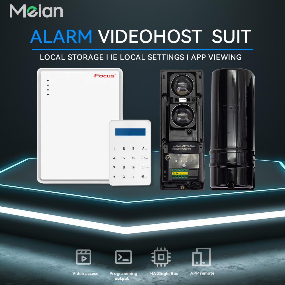 Home Security Beams - ชุดระบบเตือนภัยเซ็นเซอร์อินฟราเรดแบบลำแสงคู่ Meian, เครื่องตรวจจับแบบมีสาย 100 เมตร, สำหรับระบบรักษาความปลอดภัยภายในบ้าน