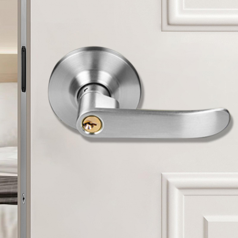Home Security Tips - ชุดล็อคประตูแบบมือจับทรงกลมพรีเมียมพร้อมกุญแจ 3 ดอก, ชุดล็อคประตูเงียบสำหรับห้องนอน, ล็อคมือจับประตูที่ปลอดภัยสำหรับใช้ในบ้าน