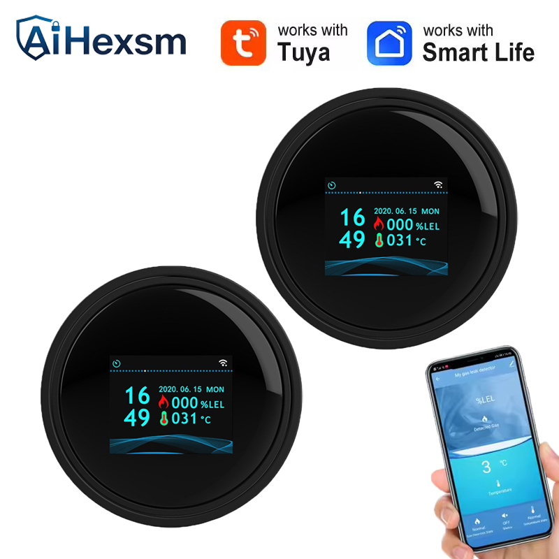 Home Security Tools - เครื่องตรวจจับก๊าซรั่วไหลแบบ Tuya Wifi พร้อมฟังก์ชันวัดอุณหภูมิ รองรับระบบสมาร์ทโฮม แจ้งเตือนก๊าซธรรมชาติ