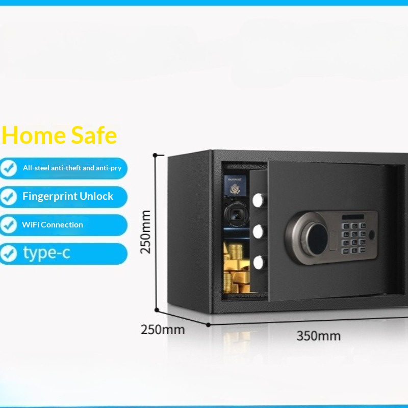 Home Security Safe - ตู้เซฟอิเล็กทรอนิกส์ขนาดเล็ก 25 ซม. สำหรับซ่อนในผนังบ้าน ตู้เซฟดิจิตอล กล่องนิรภัย