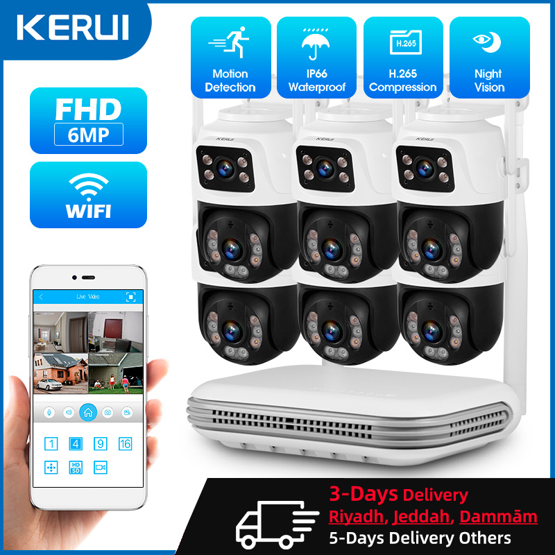 Home Security And Camera Systems - KERUI กันน้ํา 6MP HD ไร้สาย Dual