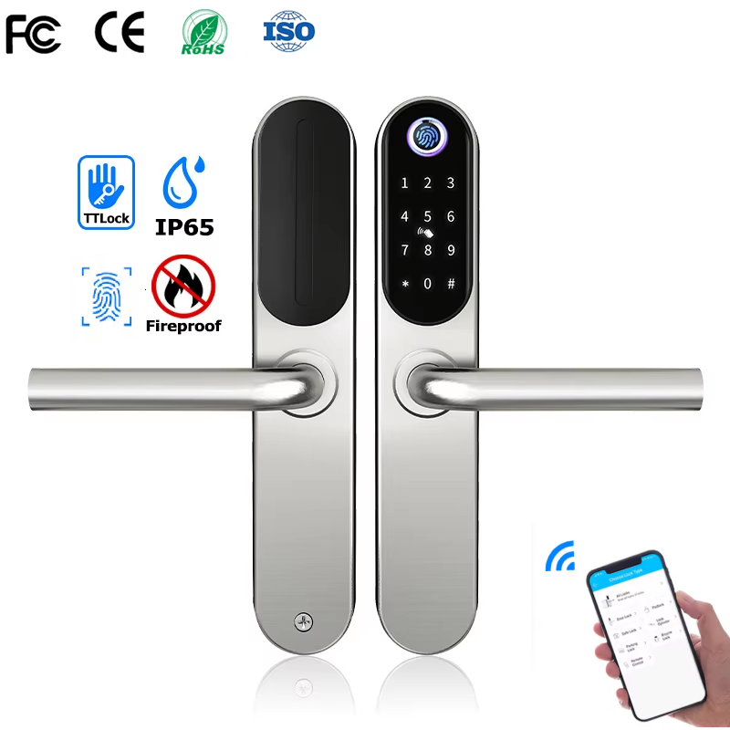 Home Security Tips - 304 สแตนเลสดิจิตอลสมาร์ทล็อคอลูมิเนียมเลื่อนประตู Keyless Home Security TUYA