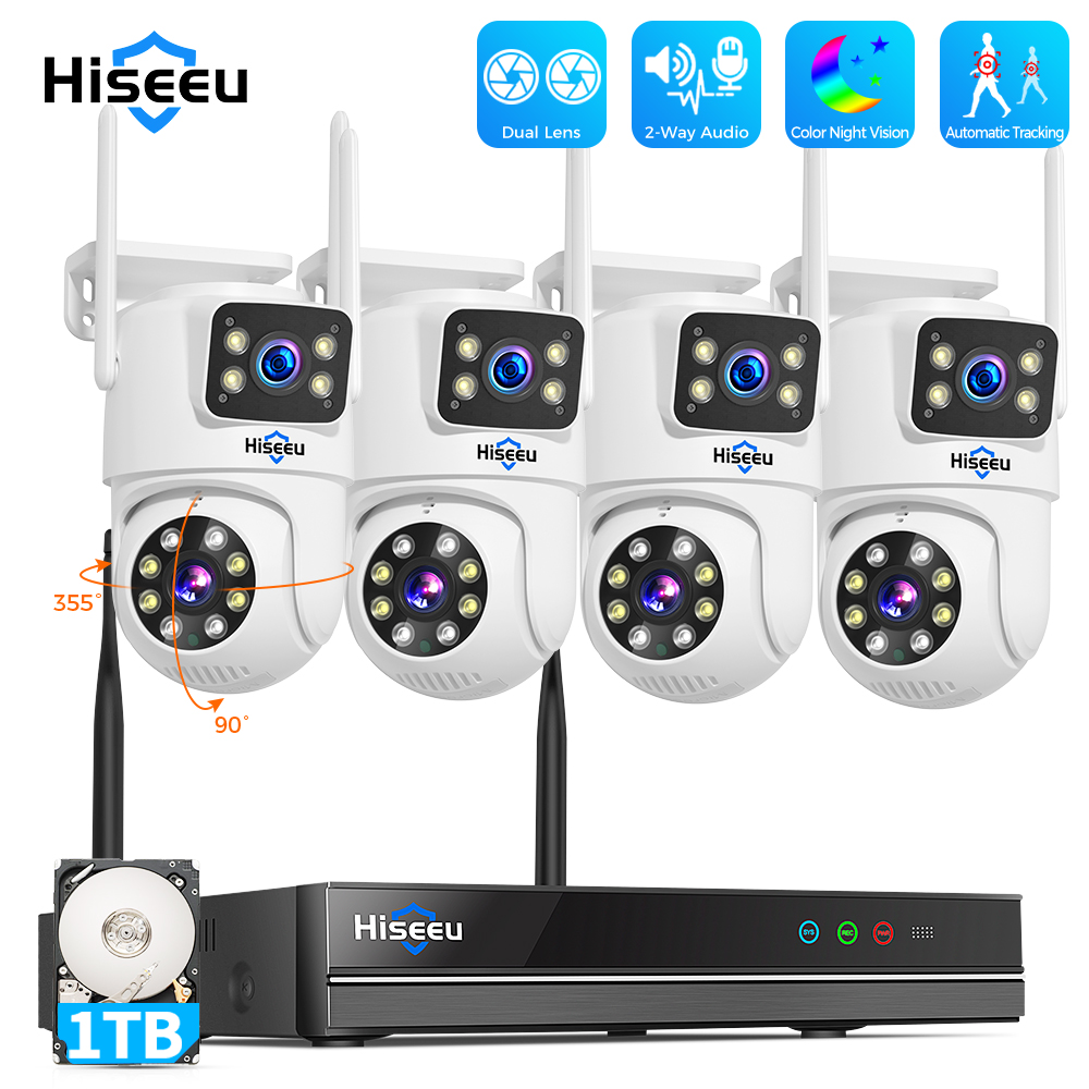 Home Security Monitor - ชุดกล้องวงจรปิด Hiseeu 6MP WiFi แบบเลนส์คู่ ระบบความปลอดภัย