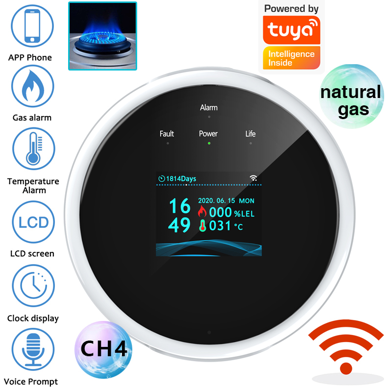 Home Security Monitor - เซ็นเซอร์เตือนแก๊สรั่ว 2.4G WiFi เครื่องตรวจจับแก๊สไวไฟ ใช้งานร่วมกับแอป Tuya/Smart