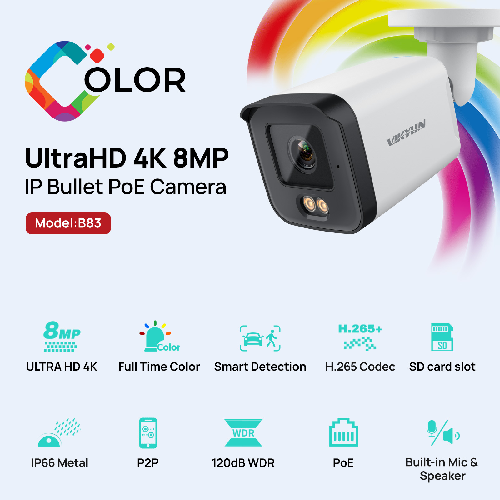 Home Security Images - VIKYLIN กล้องรักษาความปลอดภัย IP ความละเอียดสูง 8MP แบบ