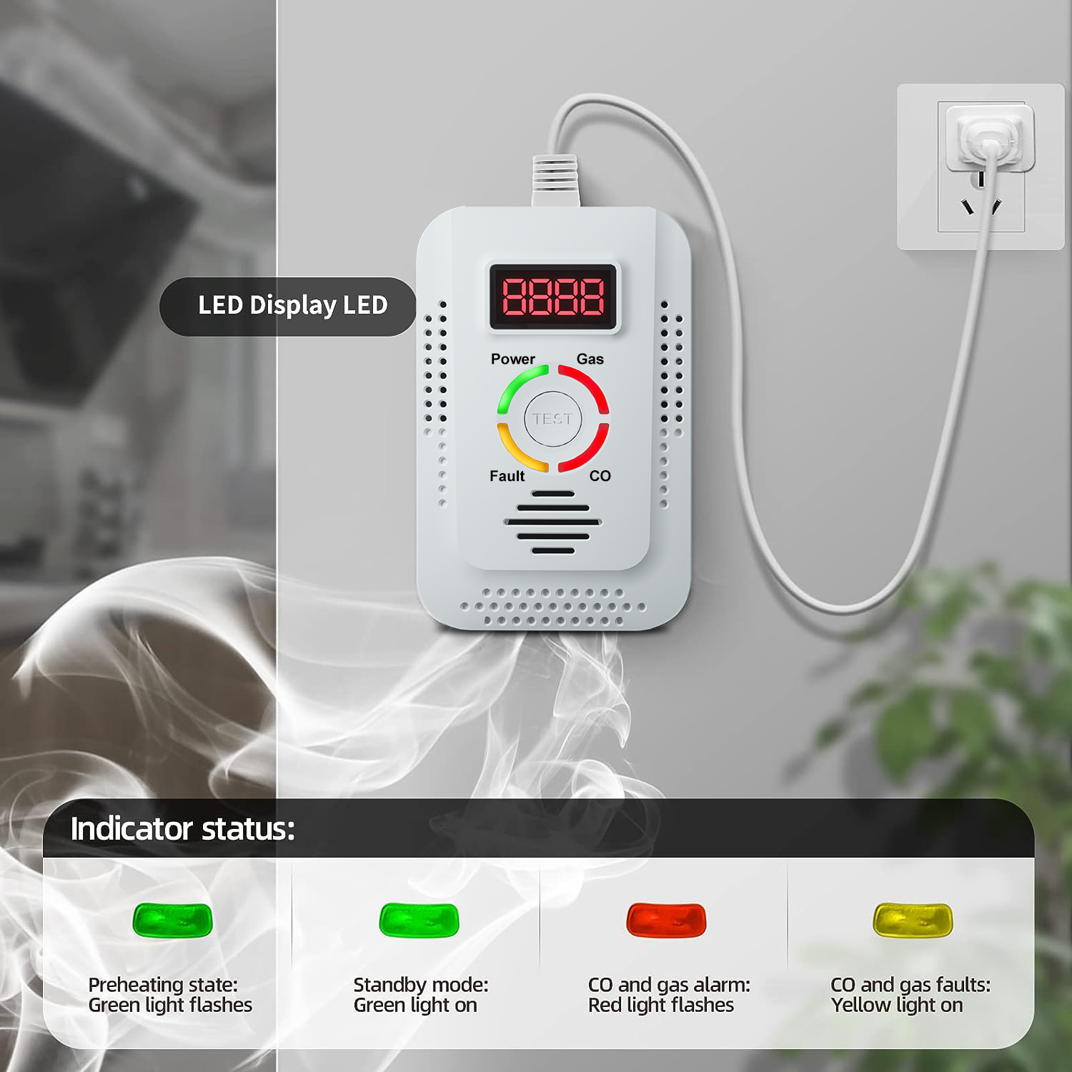 Home Security Tools - เครื่องตรวจจับก๊าซธรรมชาติ 2in1 และเครื่องตรวจจับก๊าซคาร์บอนมอนอกไซด์ (CO) เครื่องตรวจจับการรั่วไหลของก๊าซที่ติดไฟได้ สำหรับตรวจจับ