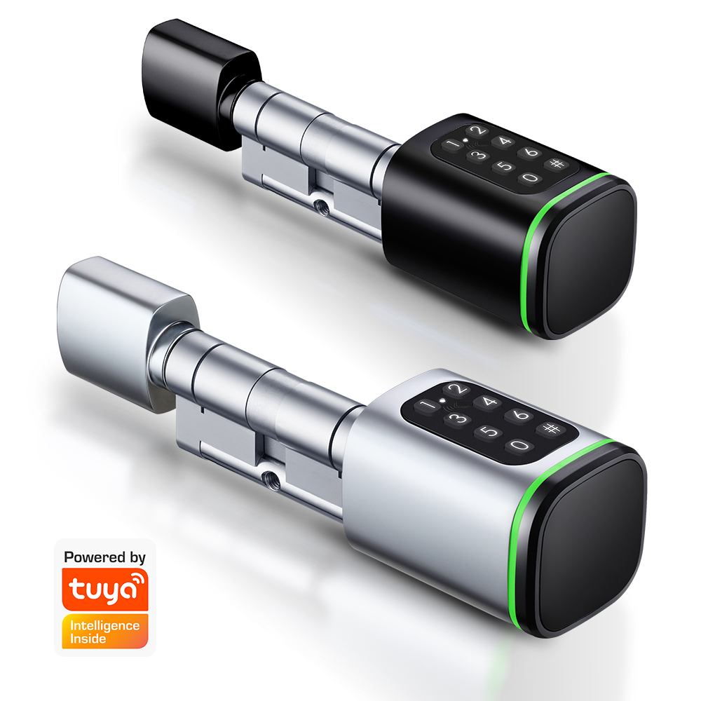 Home Security Tips - สมาร์ทล็อคกระบอก Tuya 60-90 มม.บลูทูธ APP ระยะไกลลายนิ้วมือ