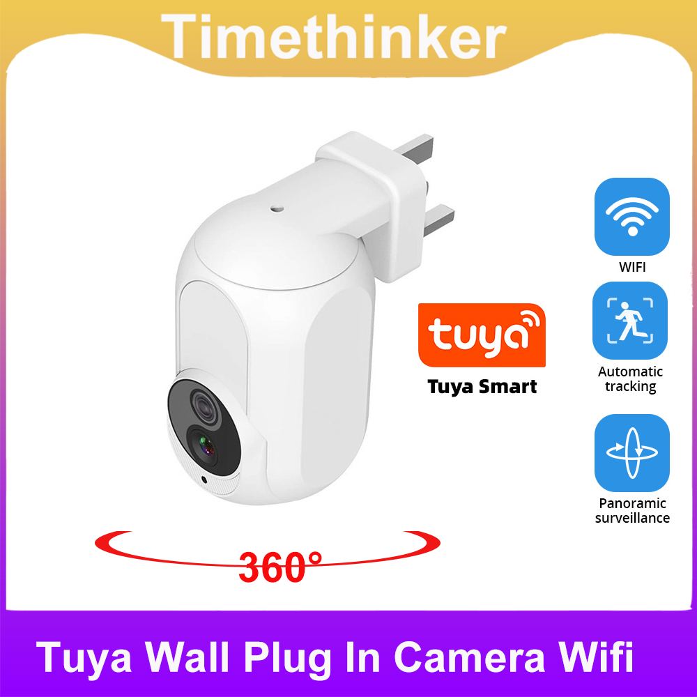 Home Security Beams - ไทม์ธิงเกอร์ ไวไฟ 360 ° กล้องวงจรปิดติดผนังแบบเสียบปลั๊ก 1080P