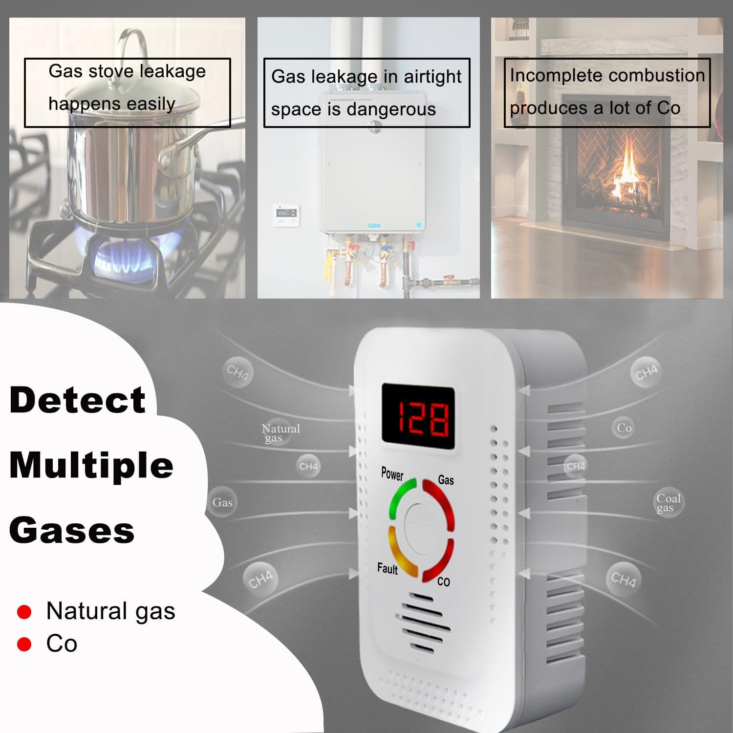 เครื่องตรวจจับก๊าซธรรมชาติ 2in - Home Security Tools บทวิจารณ์และราคา
